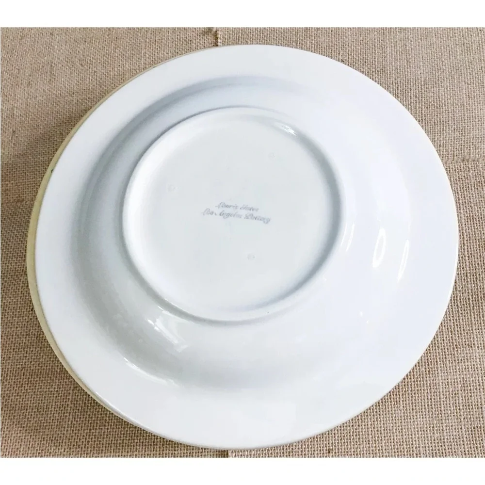 Los Angeles Pottery Laurie Gates Rose Deep Dish Plate Set Cottage Core Vintage